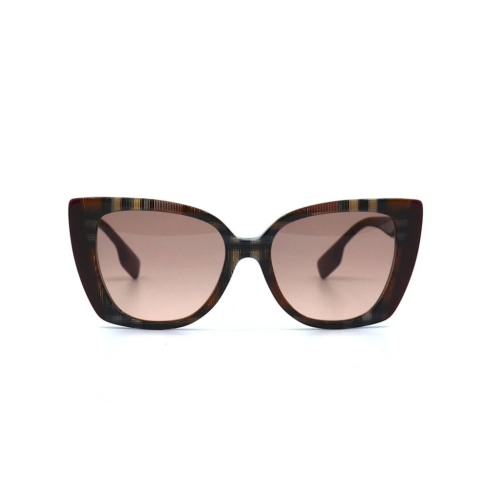 BURBERRY MERYL BE4393 CHECK BROWN BORDEAUX PINK GRADIENT SUNGLASSES - Picture 2 of 10